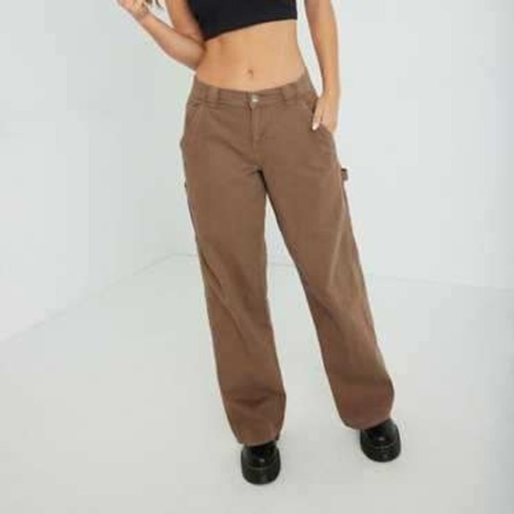 Garage Brown Carpenter Pants Womens Size 7 Straight Leg Utility Workwear Pocket